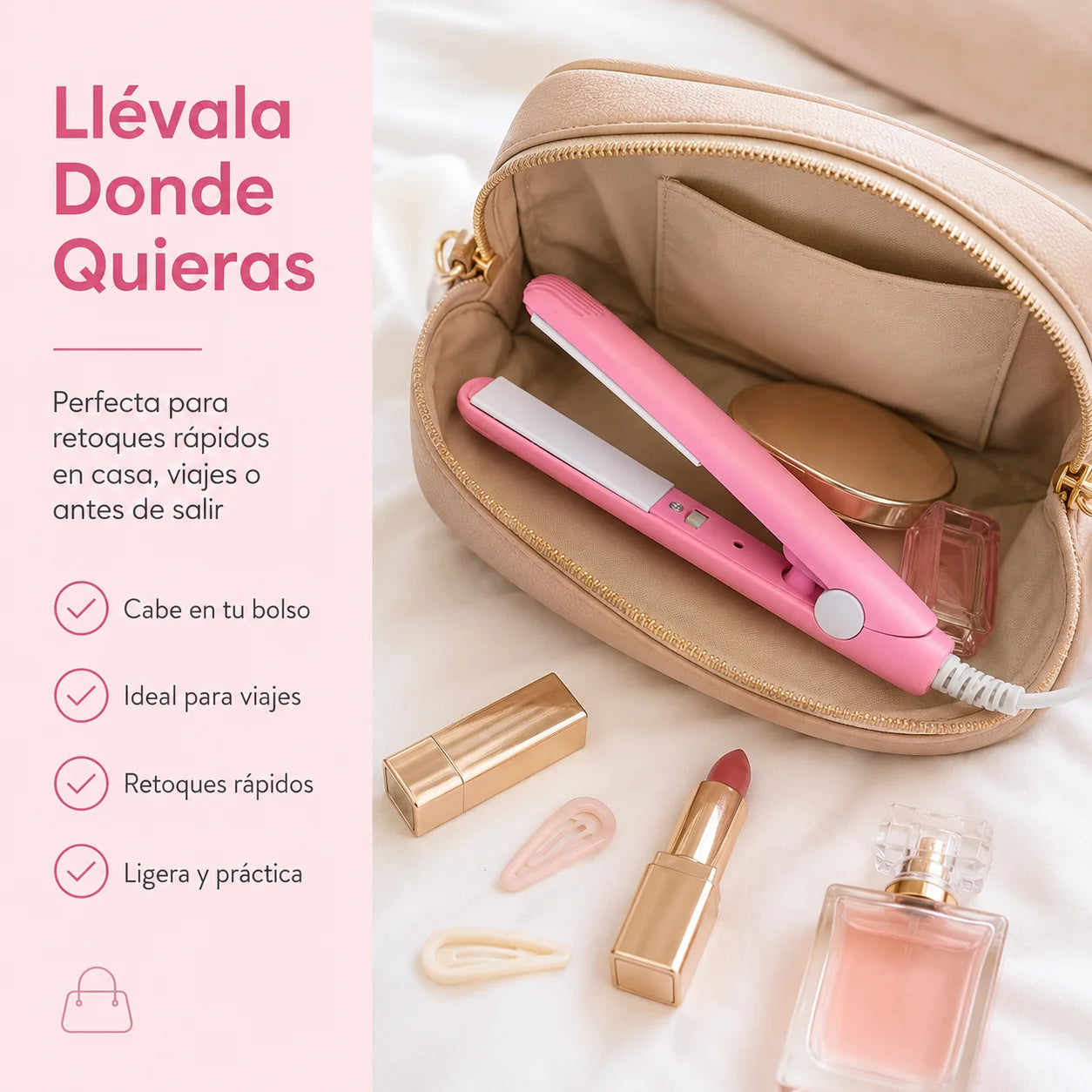 Mini Plancha Alisadora Portátil – Cabello Liso en Minutos