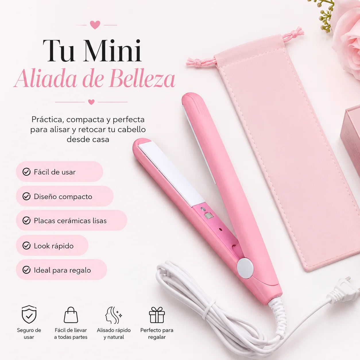 Mini Plancha Alisadora Portátil – Cabello Liso en Minutos